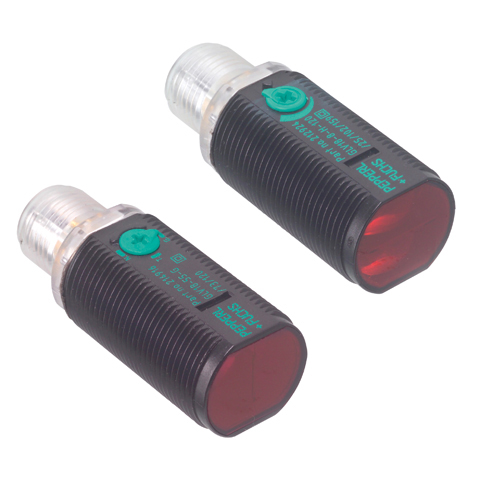 GLV18 Series: Diffuse mode photoelectric sensor with background suppression and retro-reflective photoelectric sensor for clear object detection